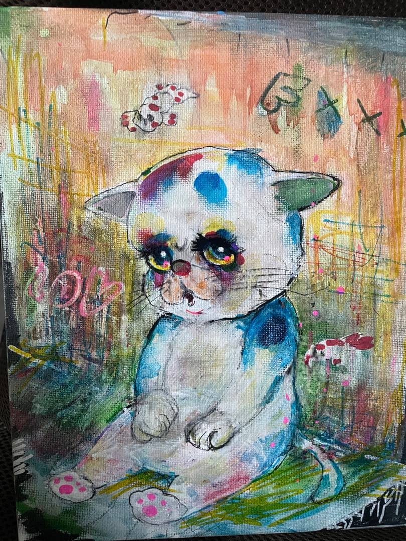 カラフルな猫のポップアート絵画