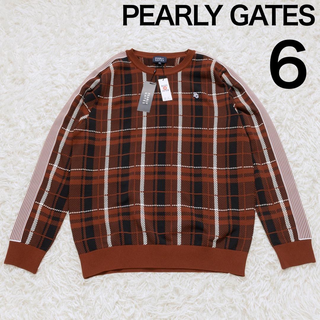 未使用 パーリーゲイツ 23AW ニット セーター チェック クルーネック 6