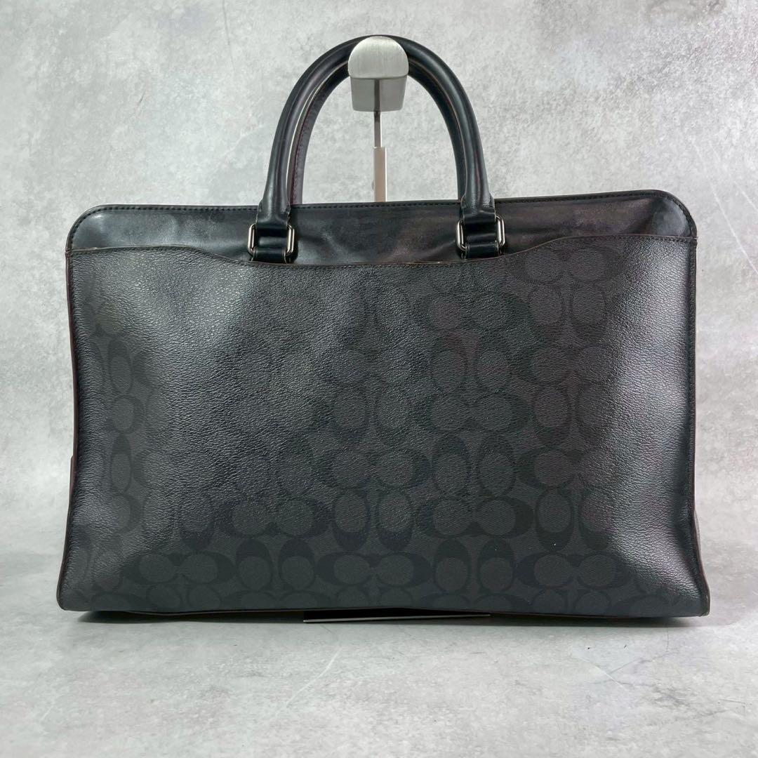 コーチ　2way ビジネスバッグ　シグネチャー PVC レザー　ブラック