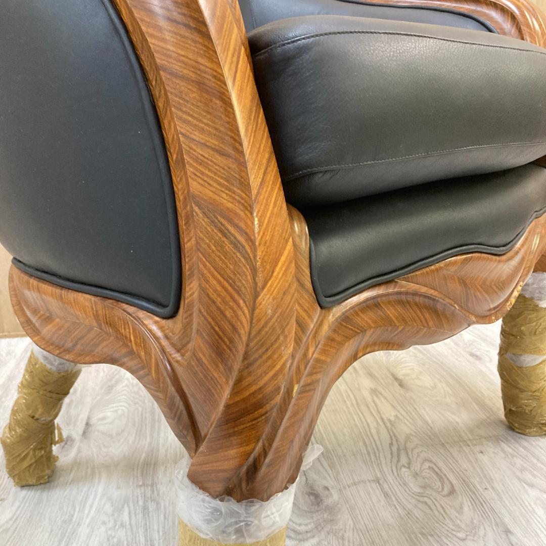 総革　ラウンジソファ　一人掛け　応接　２脚セット B