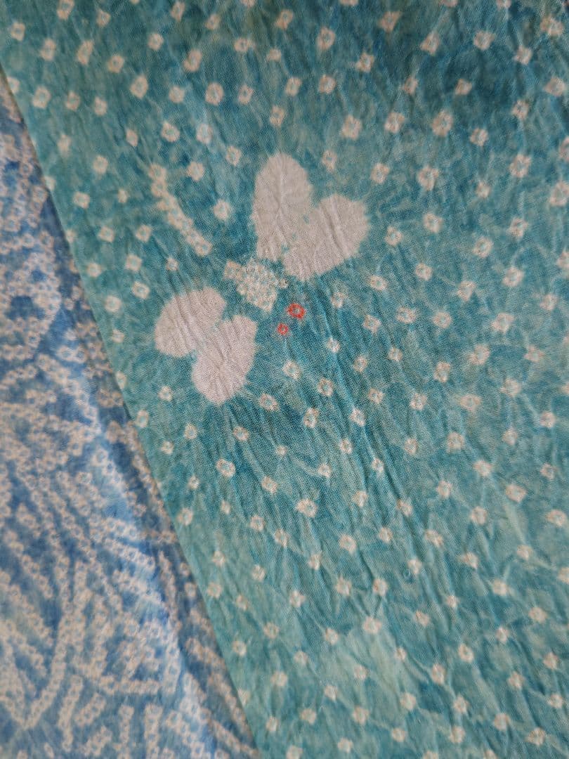 有松鳴海絞り　綺麗な水色に珍しいトンボ柄　爽やかなお品