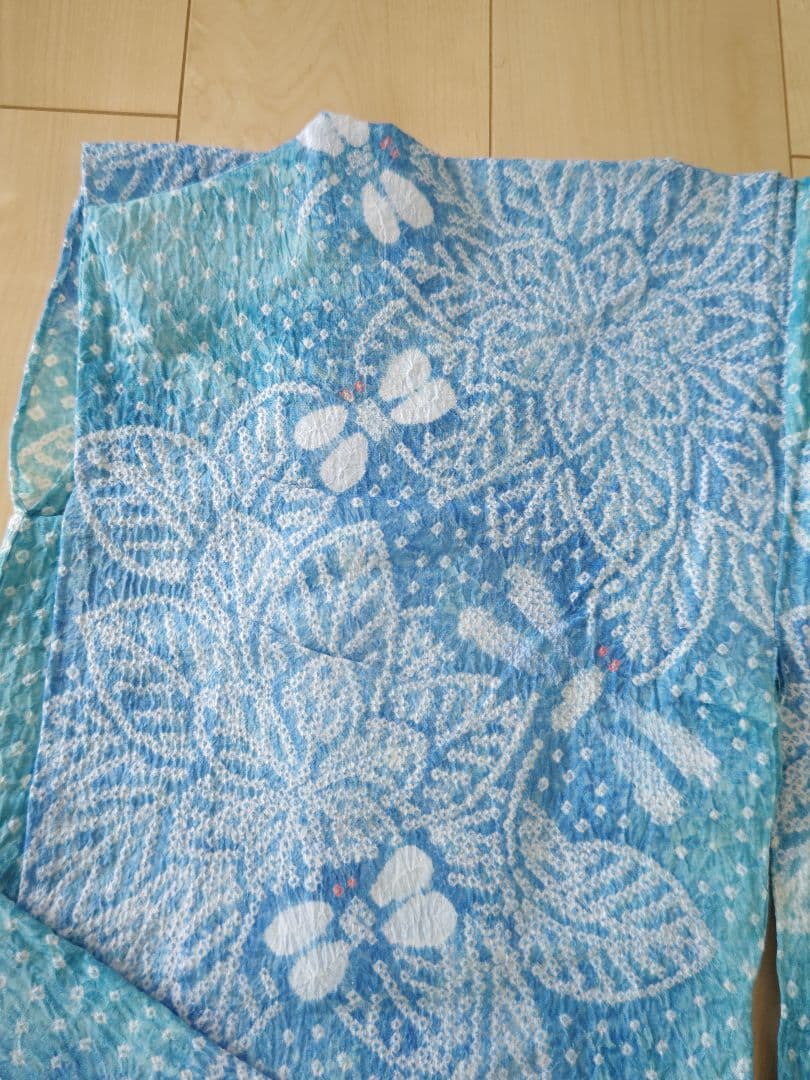 有松鳴海絞り　綺麗な水色に珍しいトンボ柄　爽やかなお品