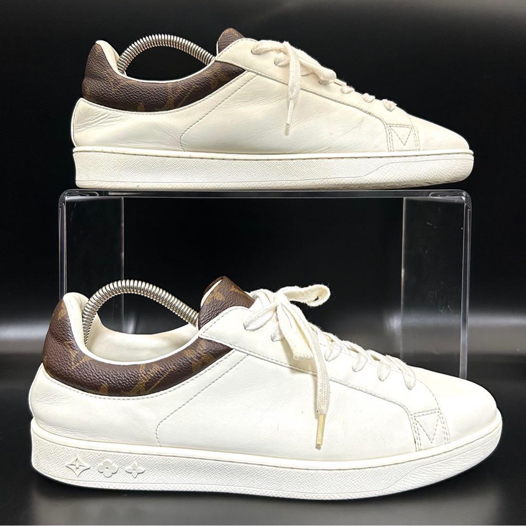 【美品】ルイヴィトン ルクセンブルグライン スニーカー メンズ レザー 白 6