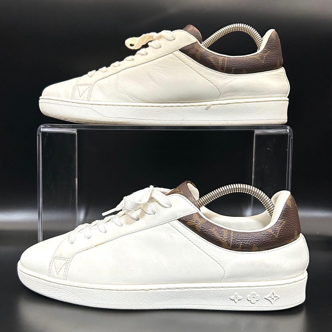 【美品】ルイヴィトン ルクセンブルグライン スニーカー メンズ レザー 白 6