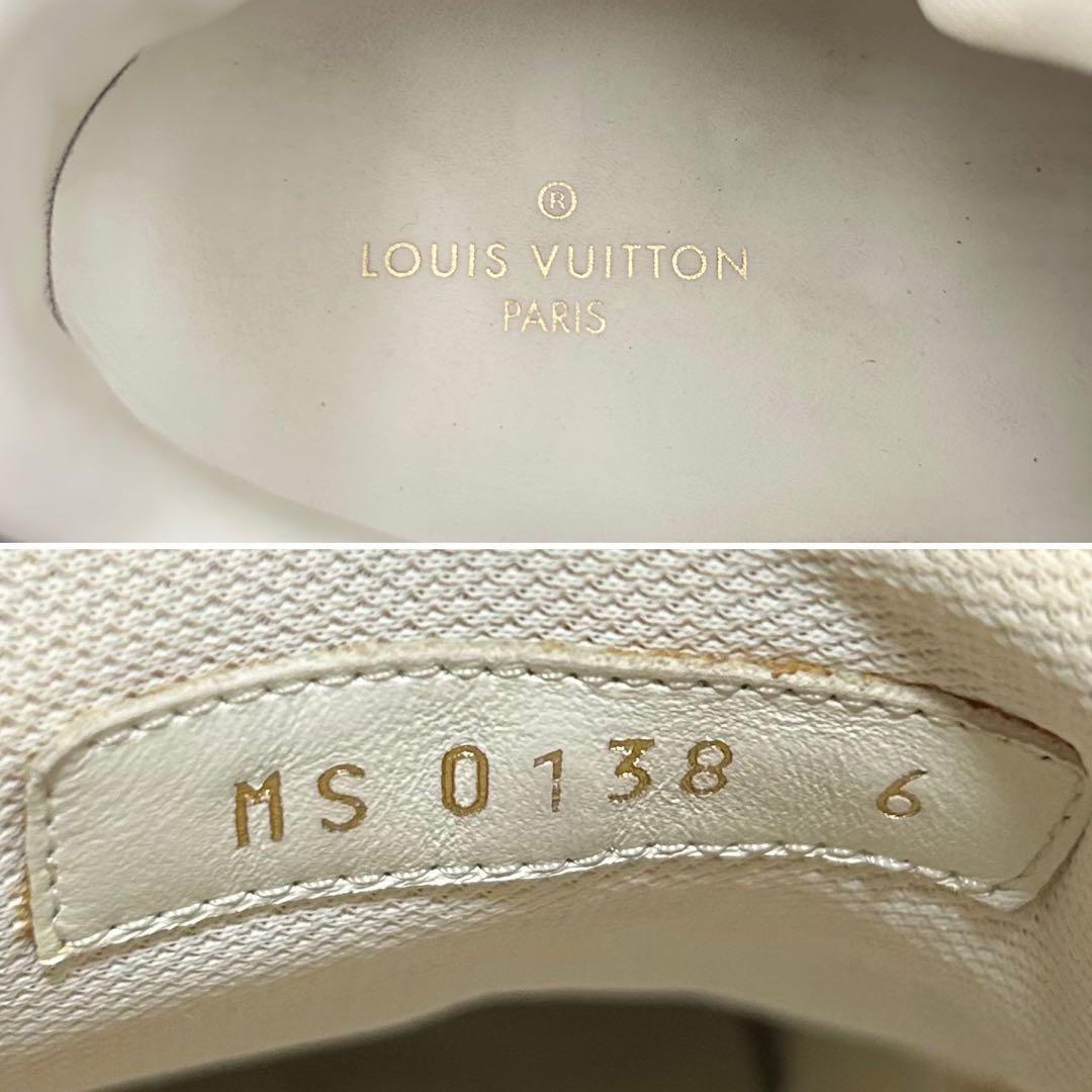 【美品】ルイヴィトン ルクセンブルグライン スニーカー メンズ レザー 白 6