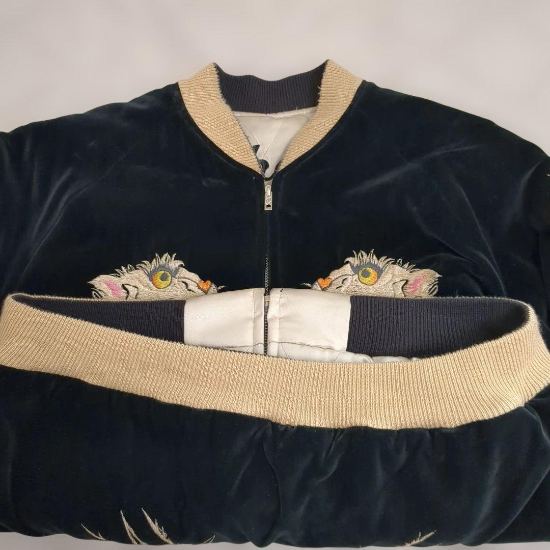 美品90s テーラー東洋　別珍 スカジャン 虎　龍　日本地図スーベニアジャケット