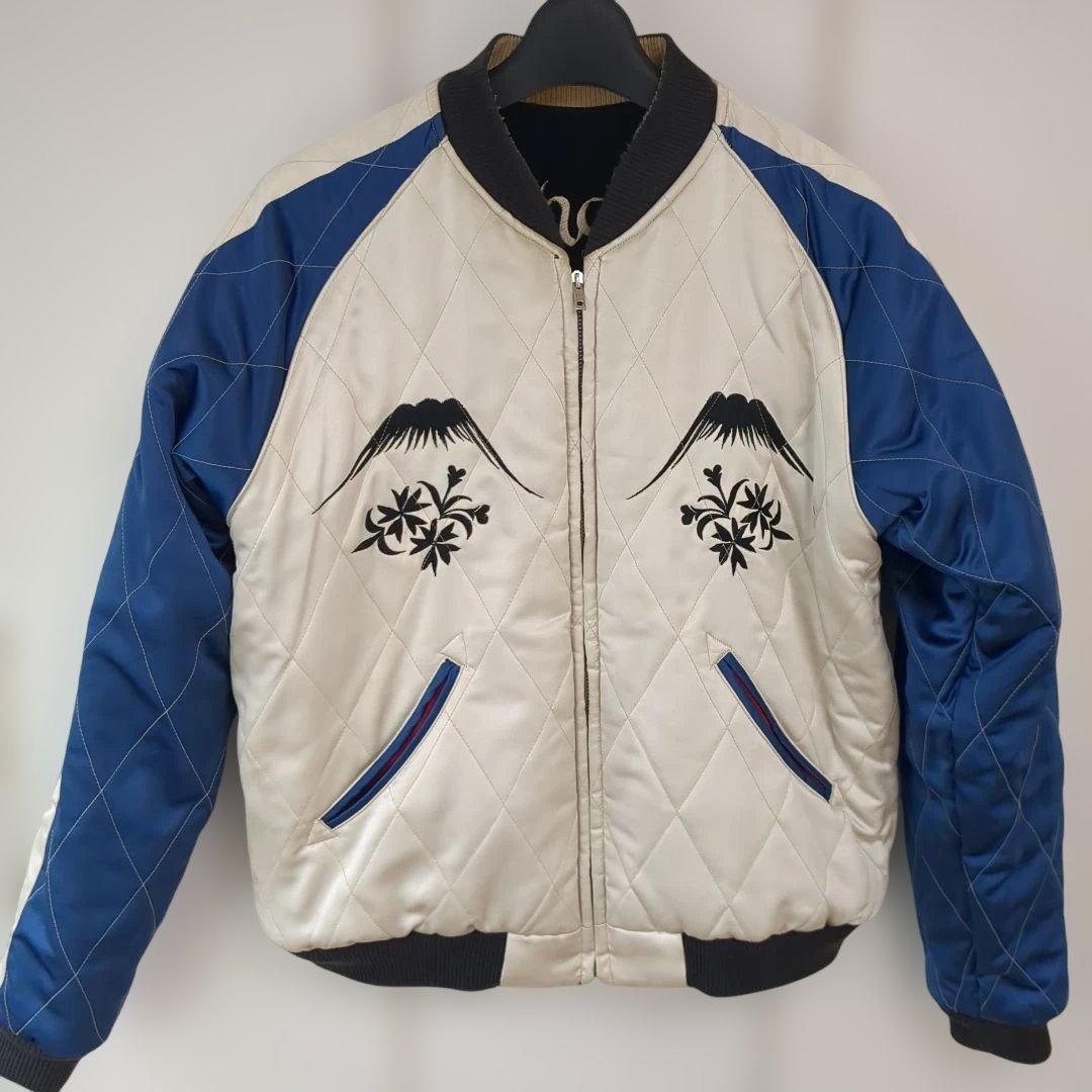 美品90s テーラー東洋　別珍 スカジャン 虎　龍　日本地図スーベニアジャケット