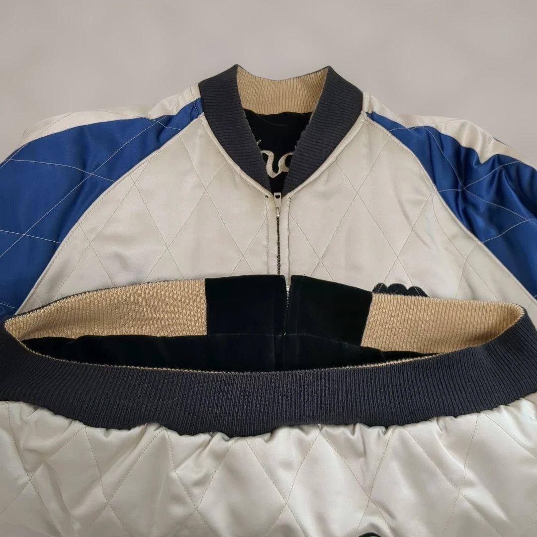 美品90s テーラー東洋　別珍 スカジャン 虎　龍　日本地図スーベニアジャケット