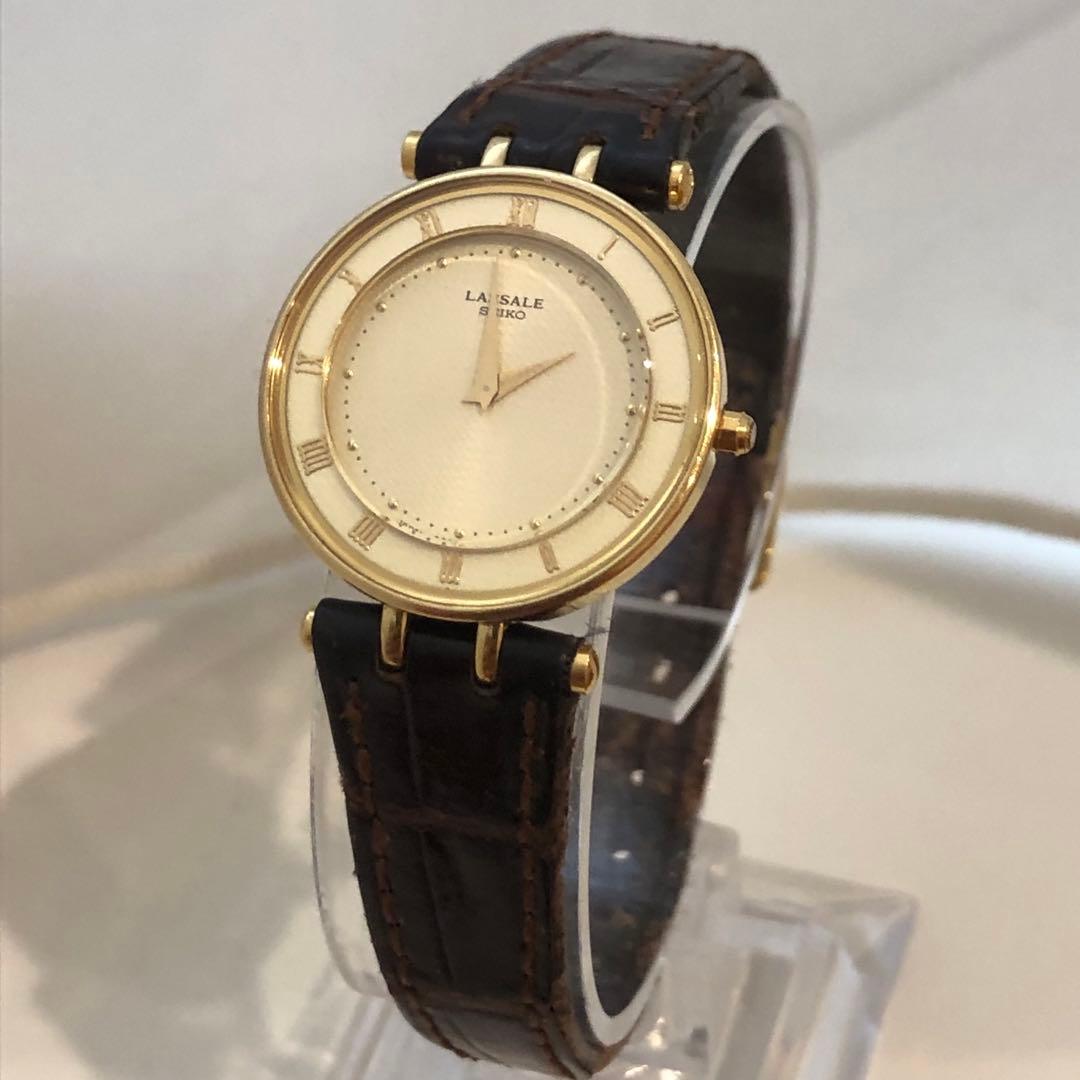 【高級】SEIKO LASSALE アナログ腕時計 稼働品　ゴールド/ブラック