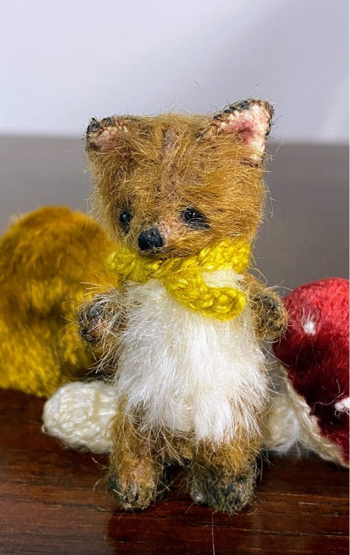 moriのえほん様　黄色スカーフのたぬき　ぬいぐるみ　ミニチュア　ハンドメイド