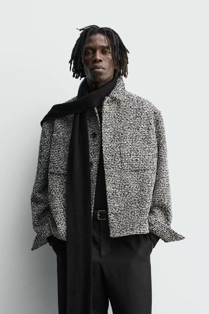 新品❗️ZARA ザラ ポケット付きテクスチャードシャツジャケット L