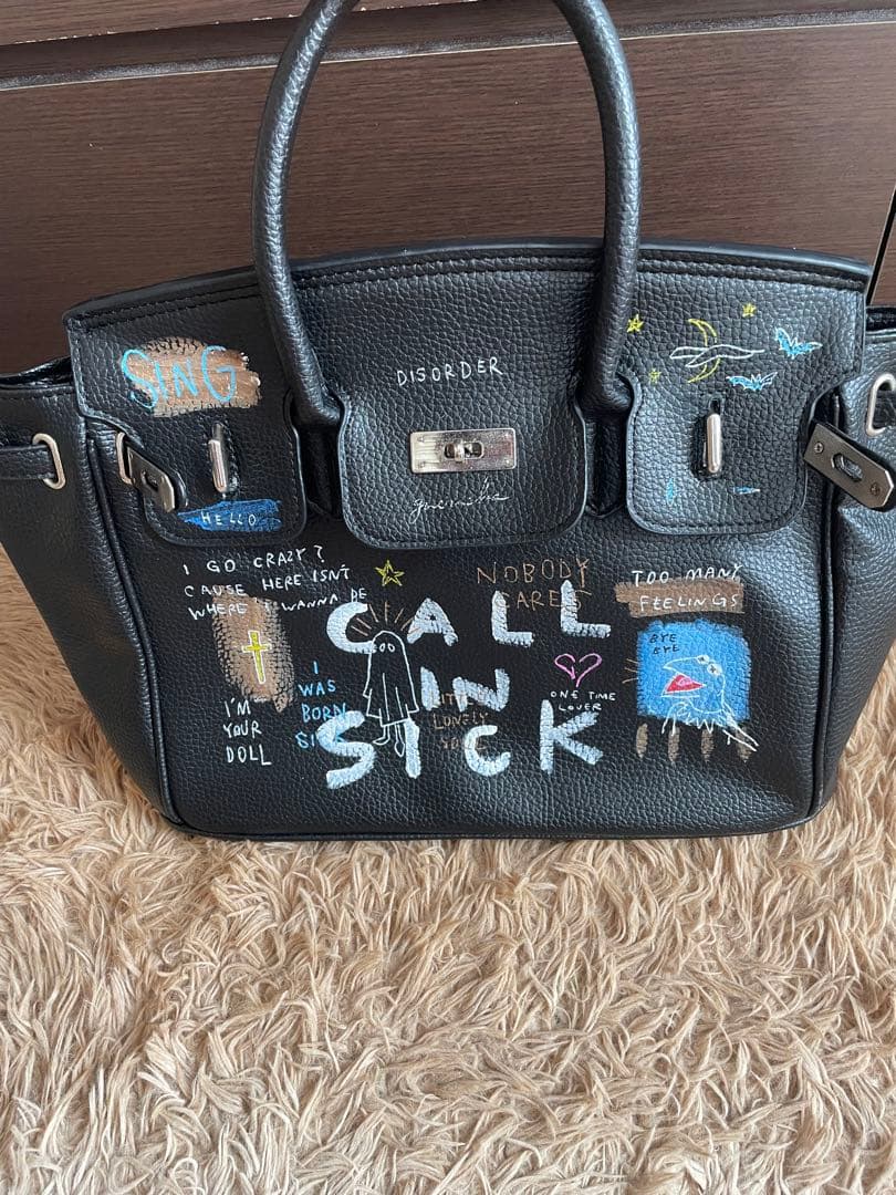 guernikaグラフィックプリント トートバッグ 黒