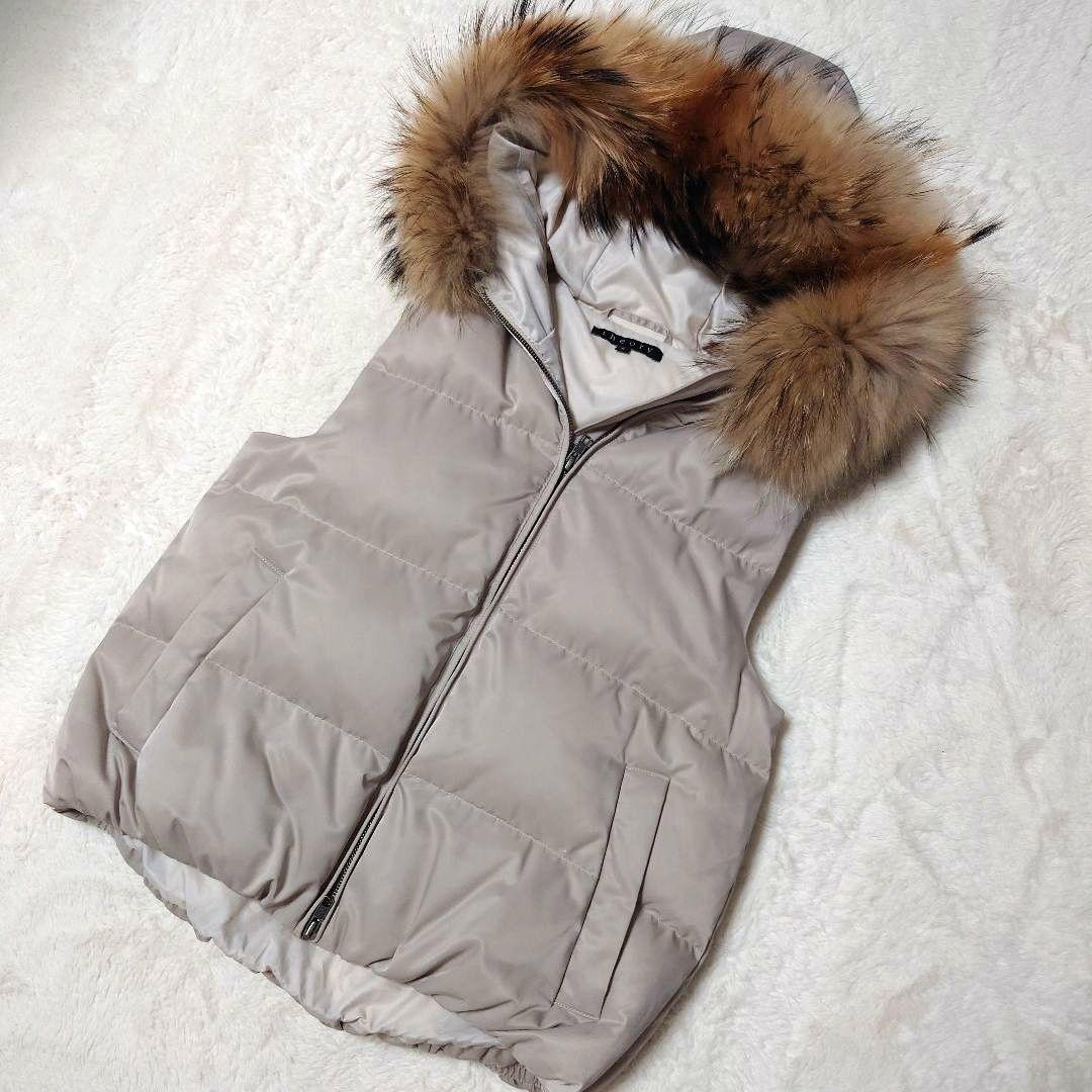 【極美品】セオリー theory ダウン ベスト ファー ダブルジップ ラクーン