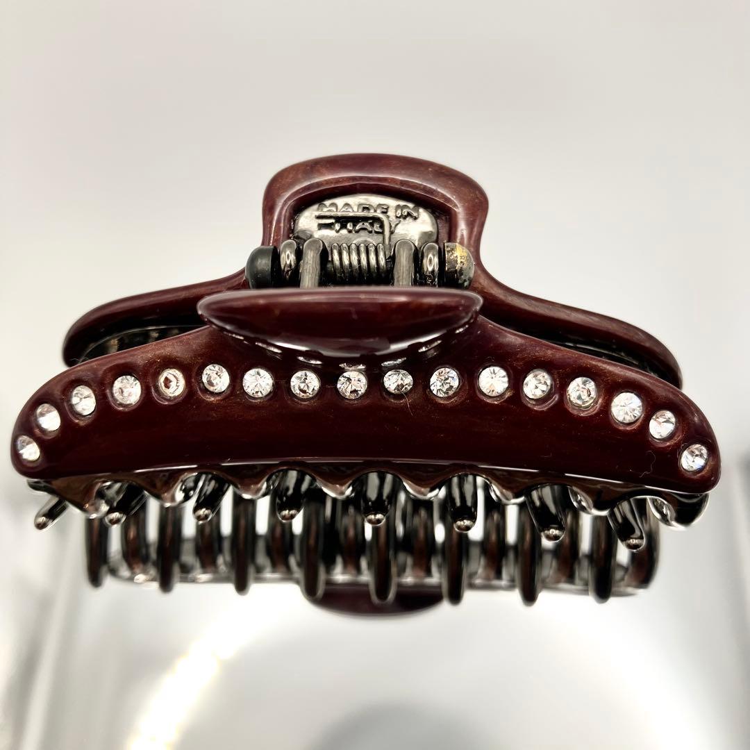 【美品】ACCA　アッカ　ヘアクリップ　Mサイズ　ストーン　赤茶　マーブル模様