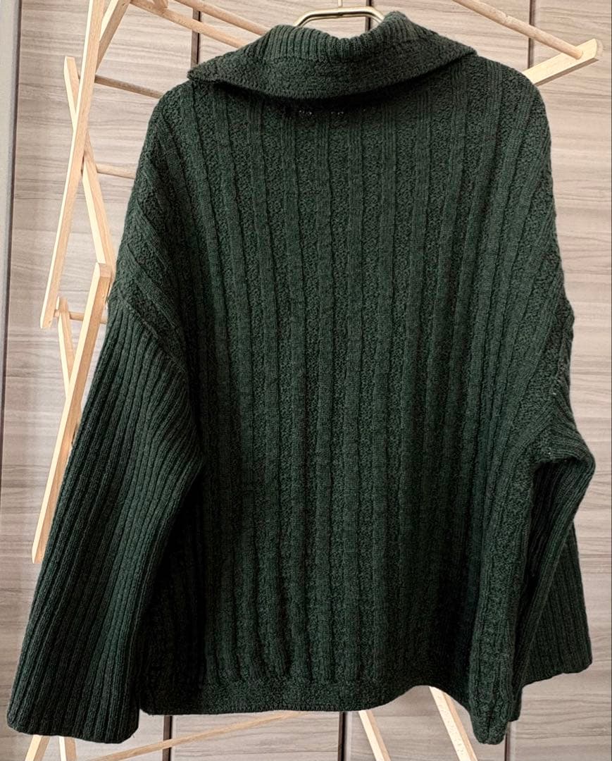 45R アルルニットのプルオーバー馬比古セーター　グリーン