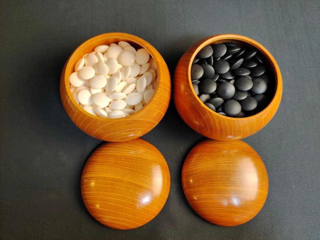 天然本蛤・那智黒石 碁石 国産 スワブデ 囲碁 碁笥 懐志 欅特大 36号