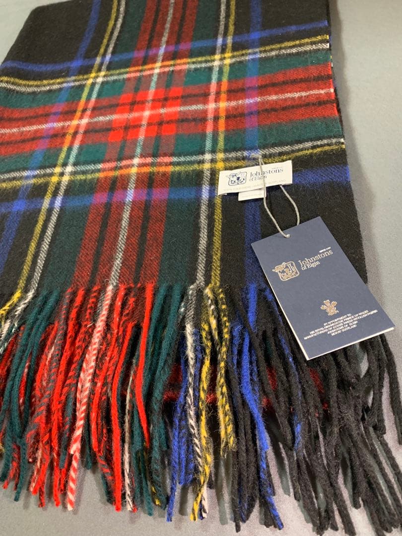 ぴ*ん様 未使用　ジョンストンズ 大判 カシミヤ ストール　ブラックスチュワート