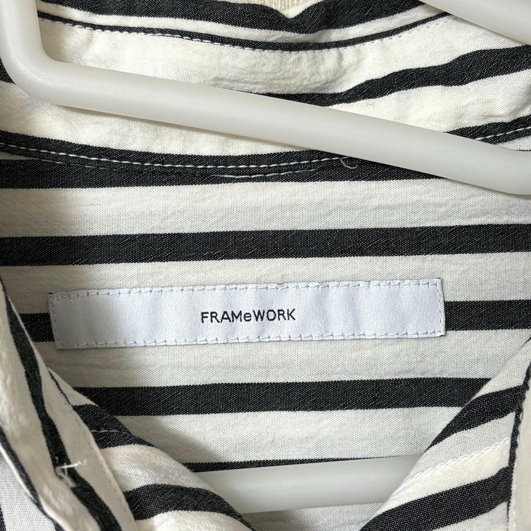 FRAMEWORK WEB限定コットンストライプレギュラーカラーシャツ