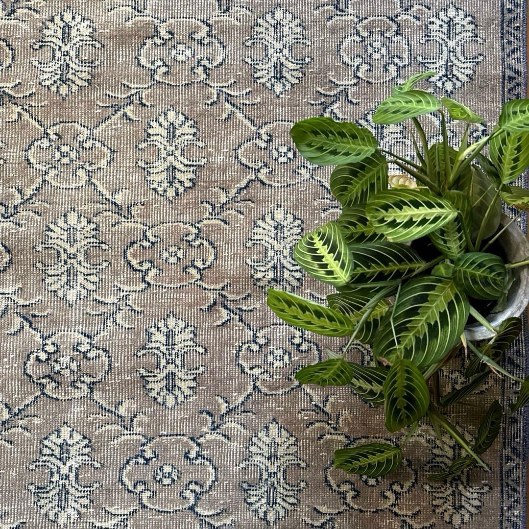 超大判162×282レアボタニカル紋章 グレージュ　トルコヴィンテージラグ