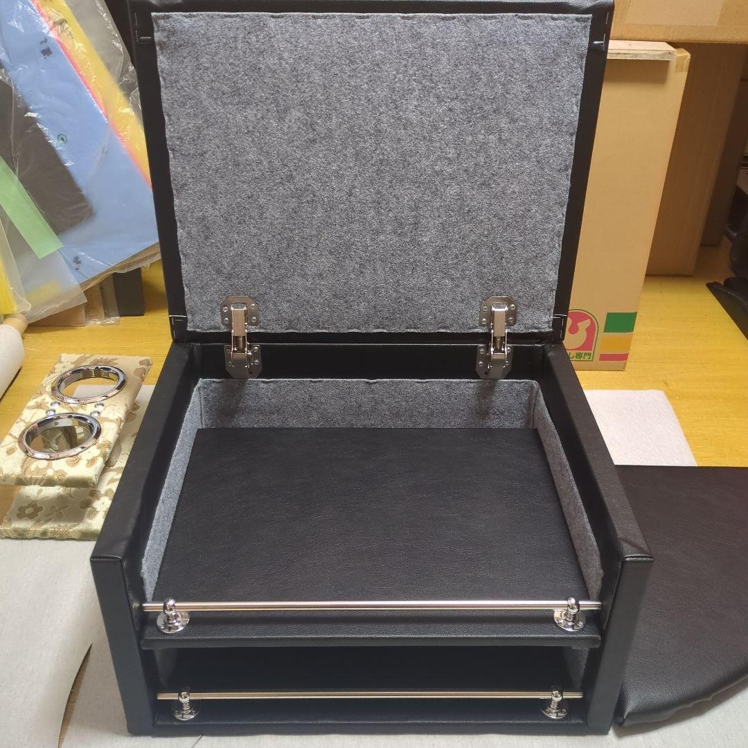 【YUKI】コンソールBOX棚（載せタイプ）&コンソール前蓋【BKレザー】