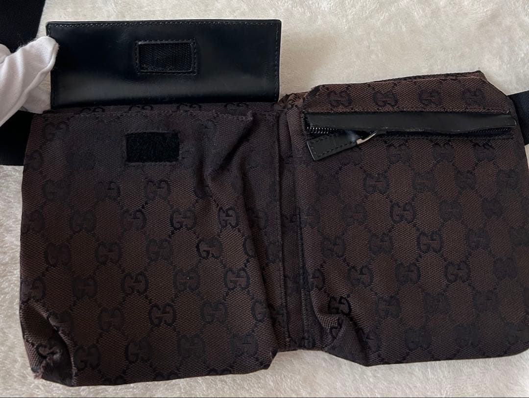 GUCCI グッチ ウエストポーチ ボディバッグ GGキャンバス 黒