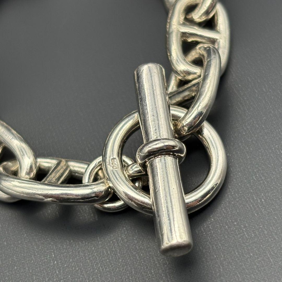 シルバー 925 ヴィンテージ シェーヌ 10コマ チェーン ブレスレット 刻印