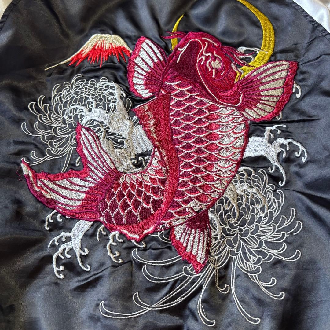 【超希少】朧 オボロ スカジャン 鯉 富士山 刺繍 OBORO ブラック L