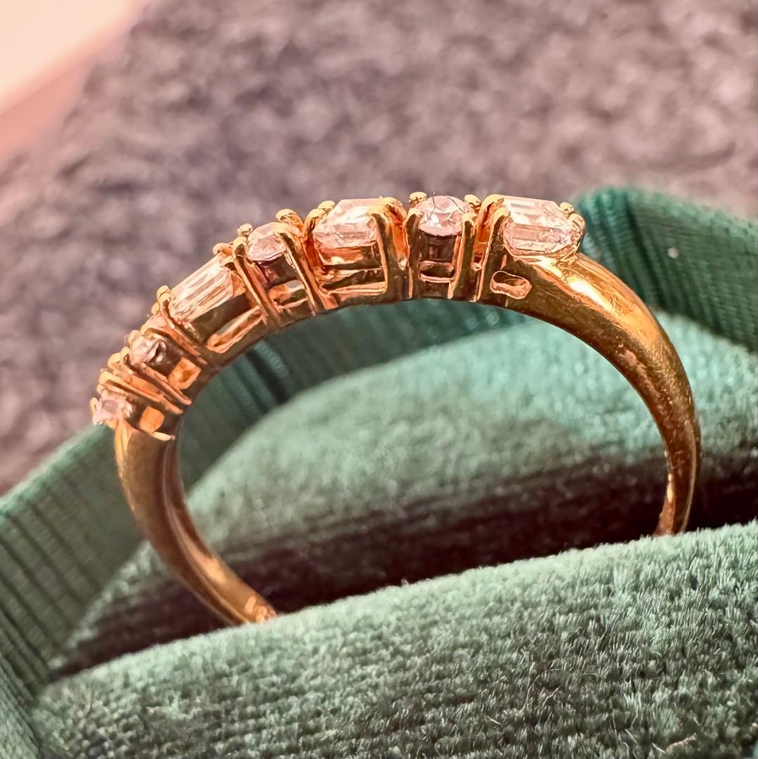 K18YG*17号*プリンセス×ラウンド*ダイヤモンド*ハーフエタニティリング