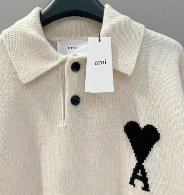 AMI PARIS ホワイト ニット セーター ポロニット M