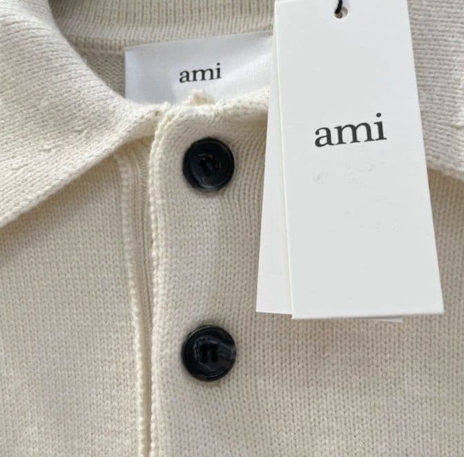 AMI PARIS ホワイト ニット セーター ポロニット M