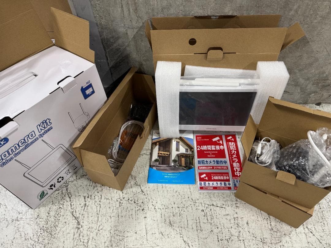 防犯カメラ ワイヤレス 屋外 防犯カメラセット 12.5インチ一体型録画機
