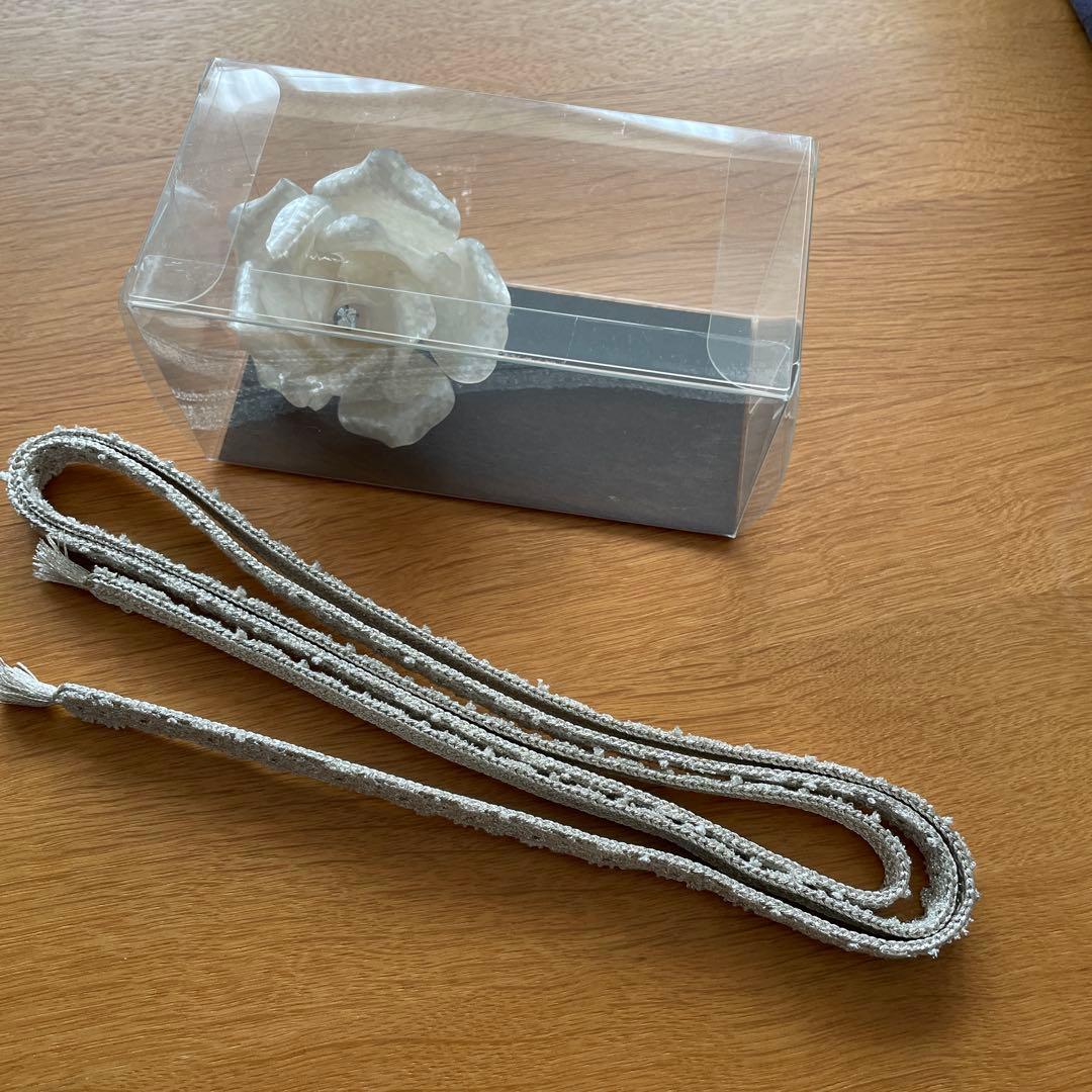 未使用 撫松庵 浴衣 （美女柳にバラ/紺）セオアルファ 浴衣帯セット