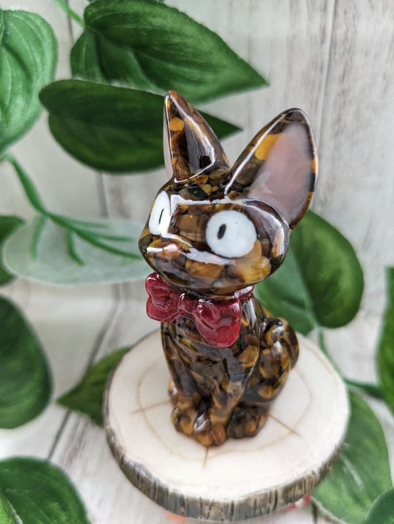 【はるかな】ミニサイズ！タイガーアイの蝶ネクタイねこちゃん形オルゴ☆他５点