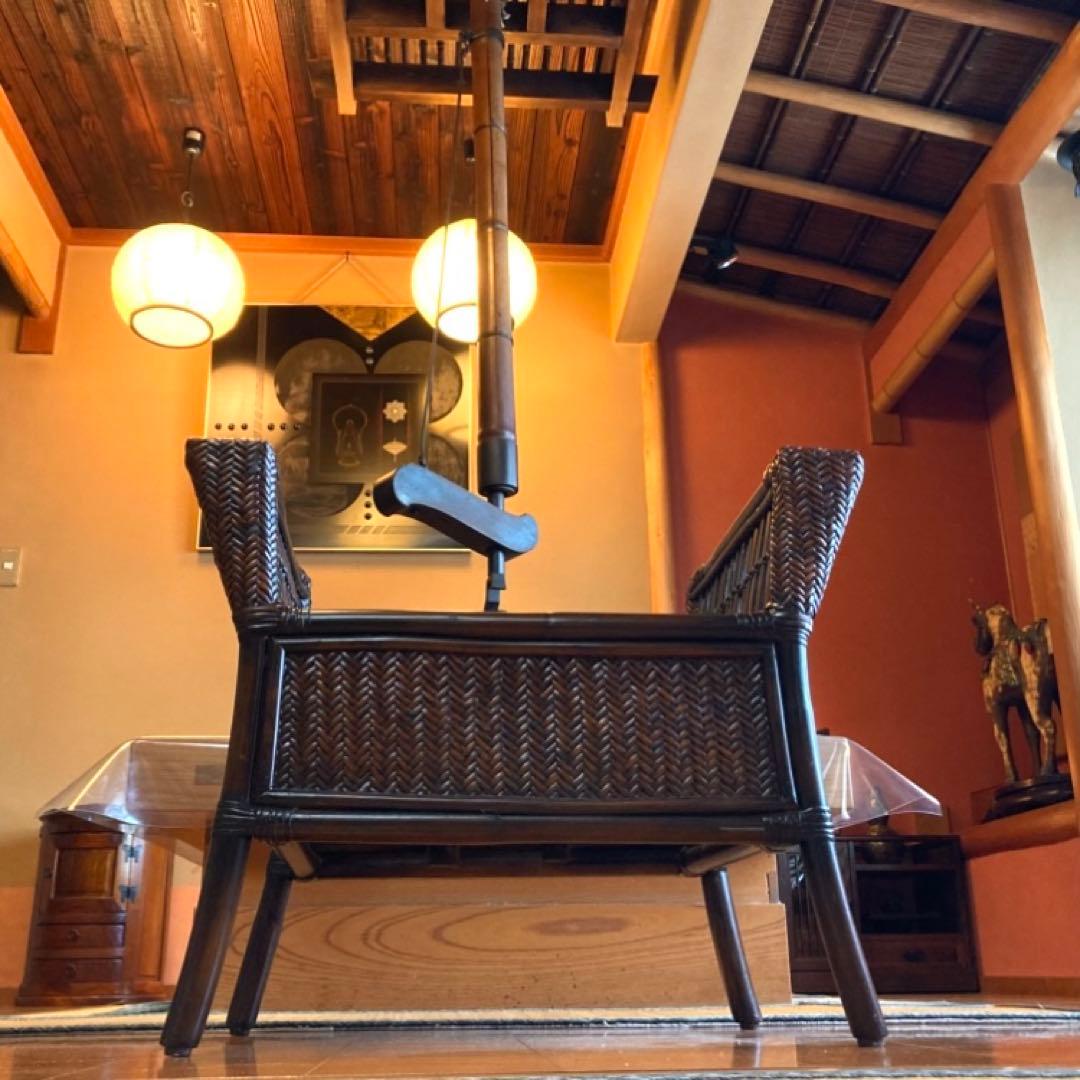 竹製 スツール チェア 椅子 ベンチ 置物台 飾り棚 肘掛け モダン レトロ