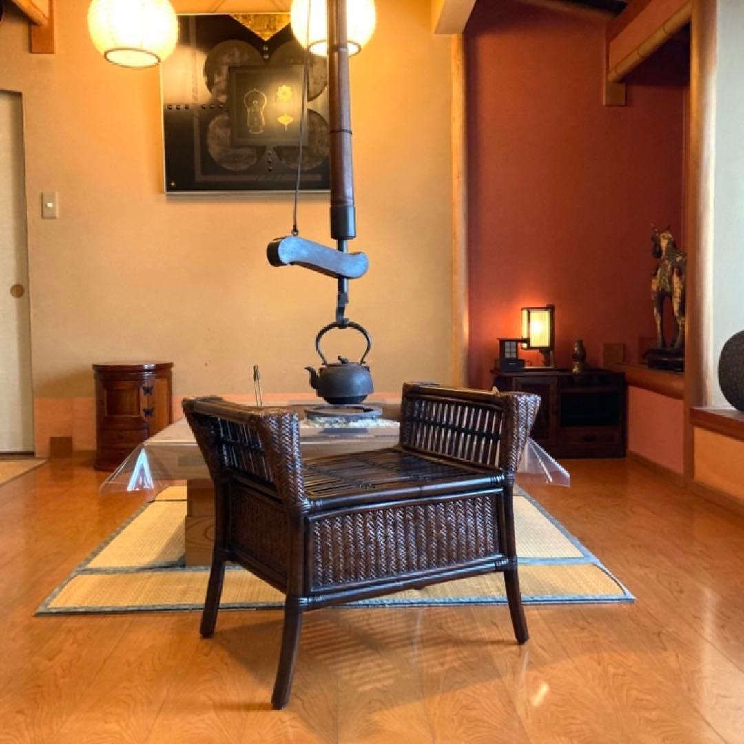 竹製 スツール チェア 椅子 ベンチ 置物台 飾り棚 肘掛け モダン レトロ