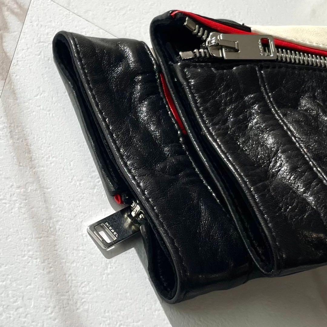 未使用　定価22万　ディーゼル Dロゴ　ライダース　レザージャケット レッド