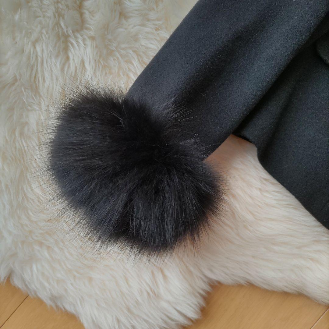 未使用☆38☆FOXファー付☆ノーカラージャケット☆デビュー・ド・フィオレ