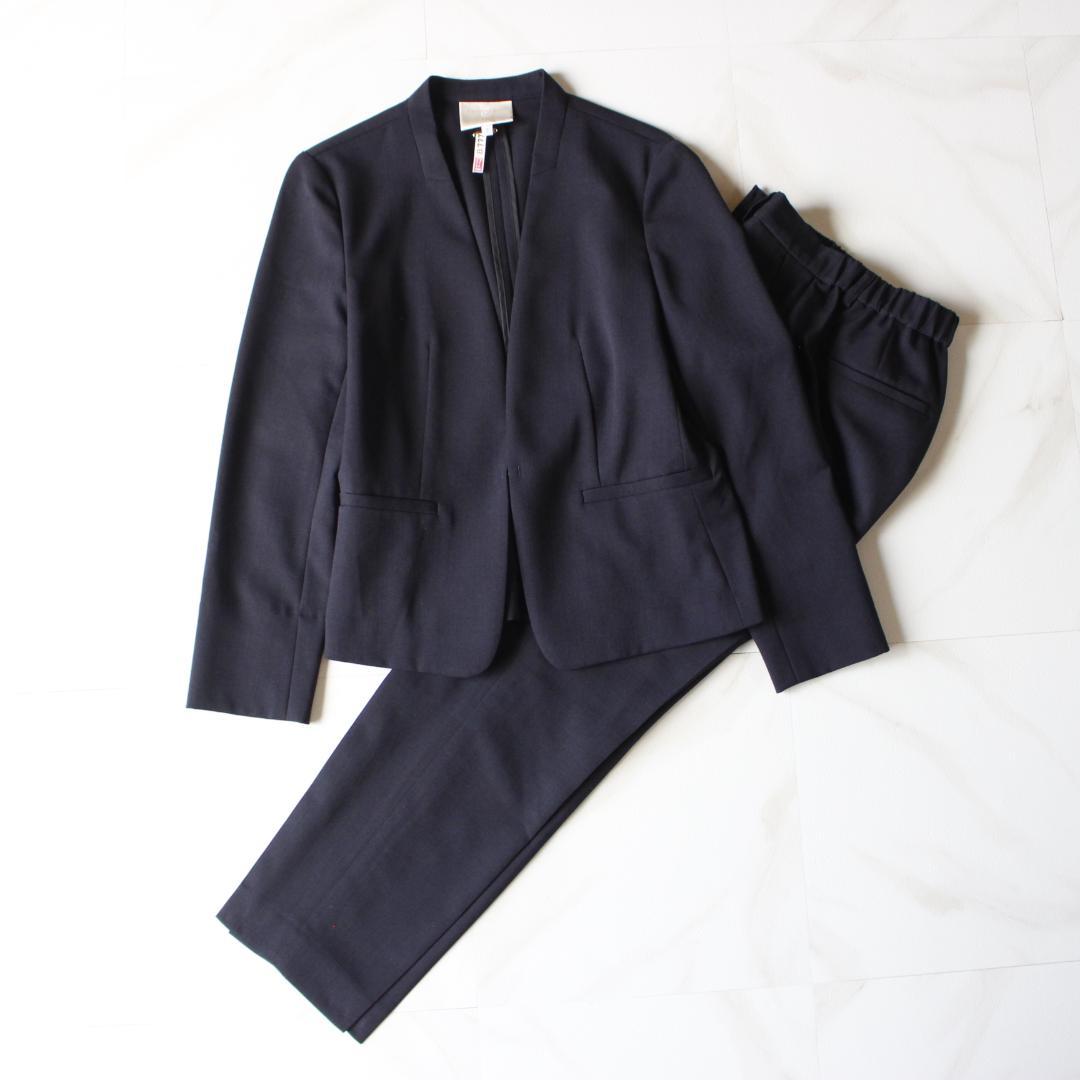 EMMAJAMES セットアップスーツ S ノーカラージャケット パンツ 紺色