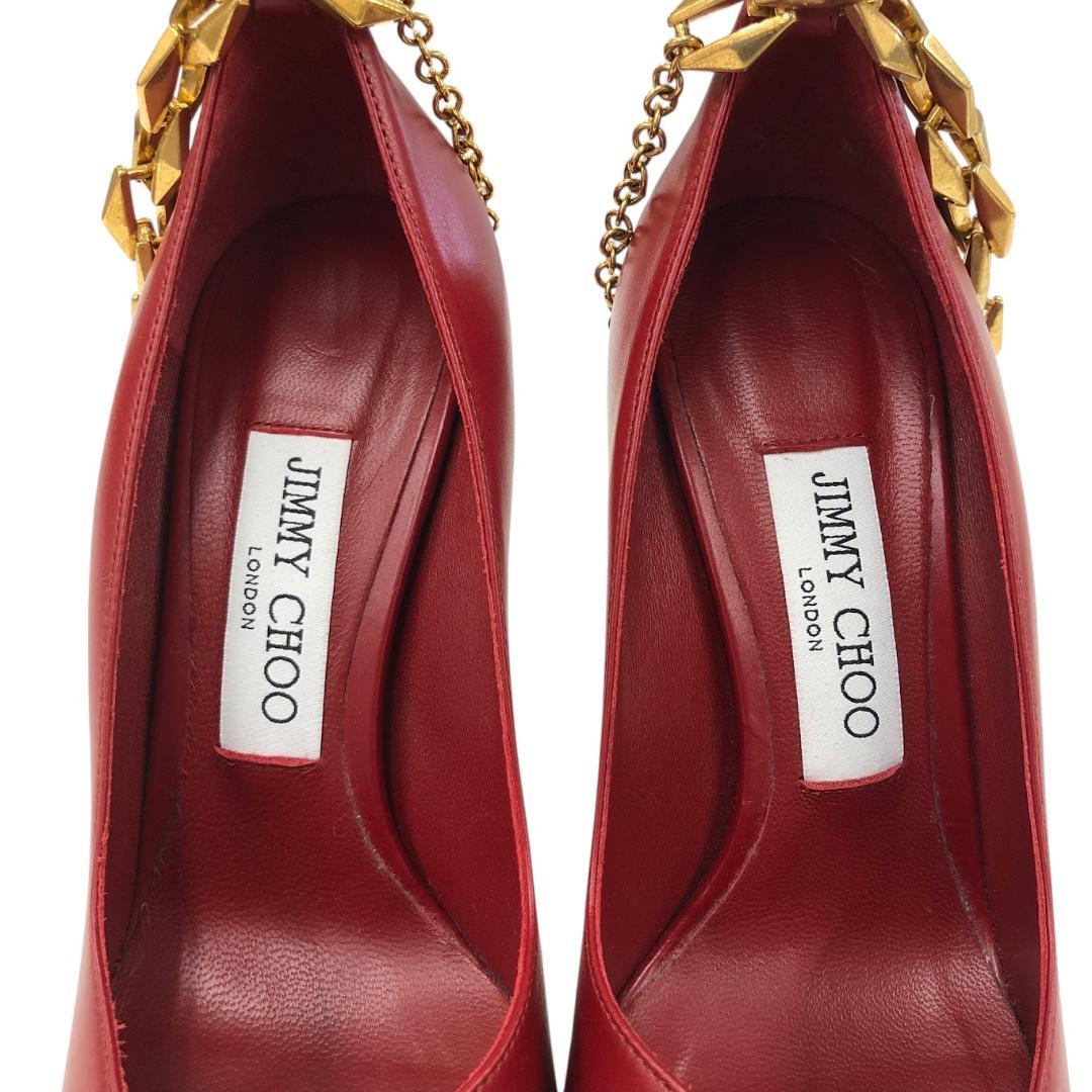 JIMMY CHOO ジミーチュウ ハイヒール パンプス レッド ゴールド