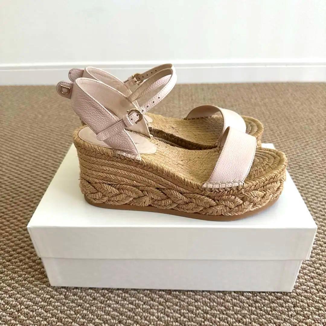 【最終値下げ❣️】フェラガモ　ウェッジソールサンダル ピンク レザー 24