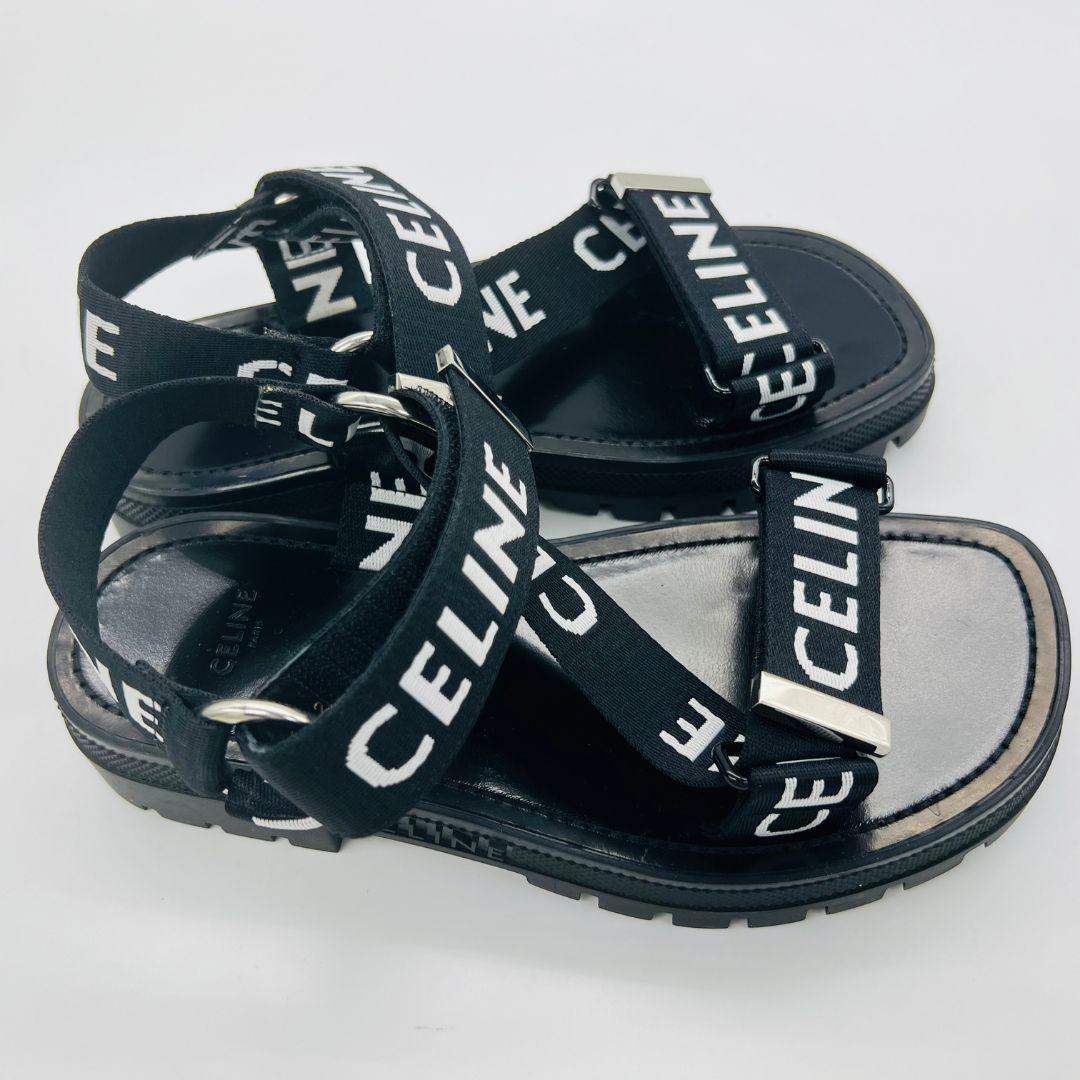 セリーヌ レオストラッピー　ベロクロ　24cm相当 サンダル ブラック