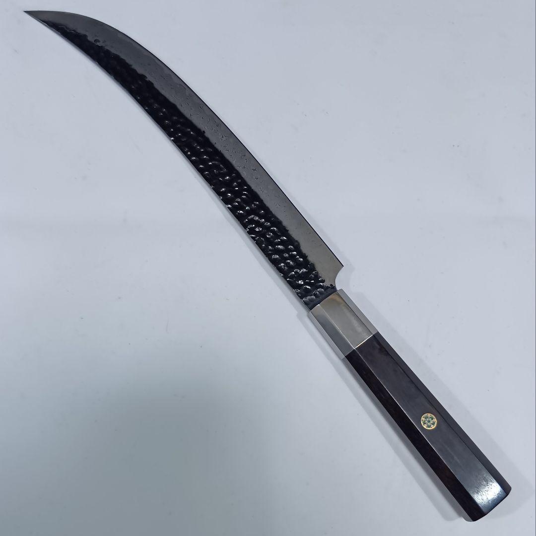 槌目黒打 筋引 カービング 67層ダマスカ スVG10 包丁 ナイフ 黒檀八角柄