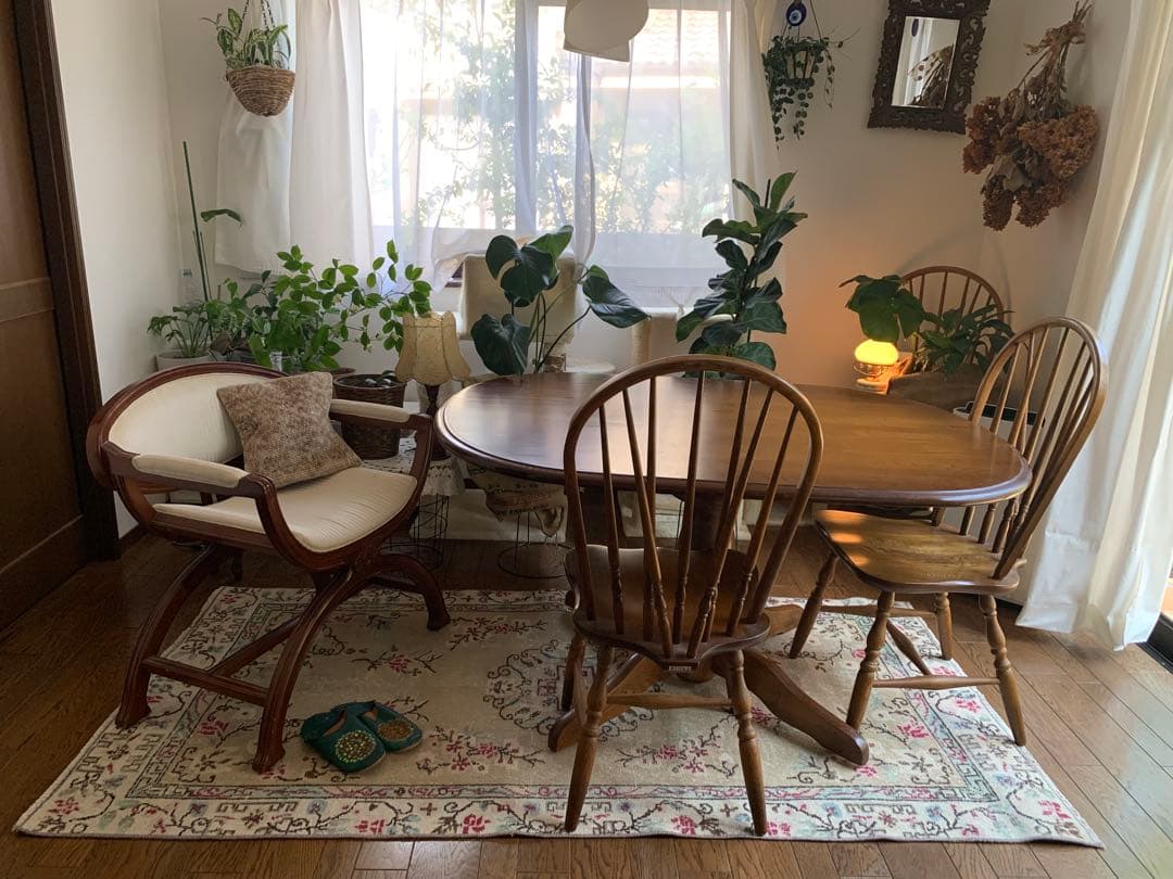 シノワズリ　213×110 トルコヴィンテージラグ　ペールカーキ トルコラグ