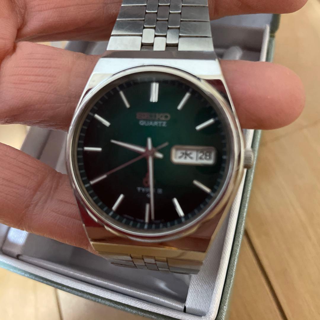 SEIKO グリーン文字盤 クォーツ腕時計TYPE2
