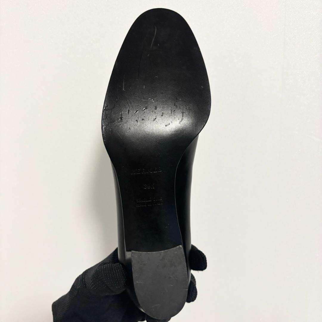 【ランクAB】HERMES パンプス 38.5 約25cm レザー ブラック