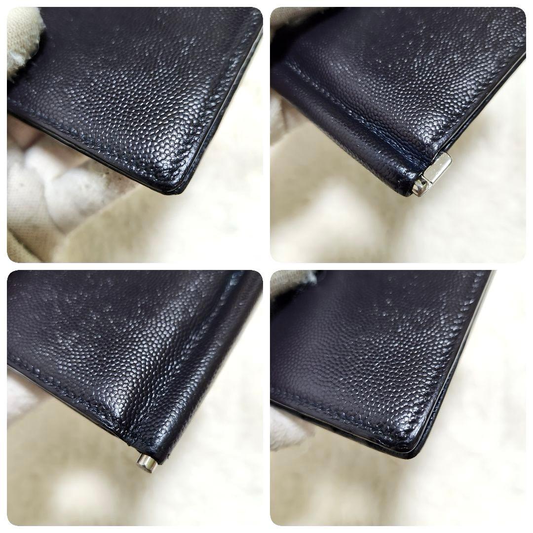 ✨極美品✨サンローラン　マネークリップ　キャビアスキン　レザー　ブラック　黒