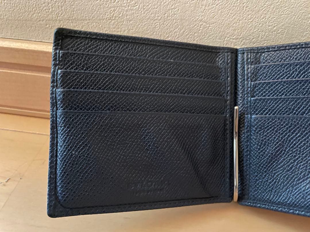 ブルガリBVLGARI マネークリップ ネイビー レザー メンズ