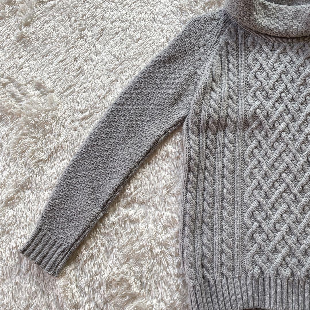 最上級ライン✨ジョンスメドレー ケーブル編み タートルネック　メリノウール