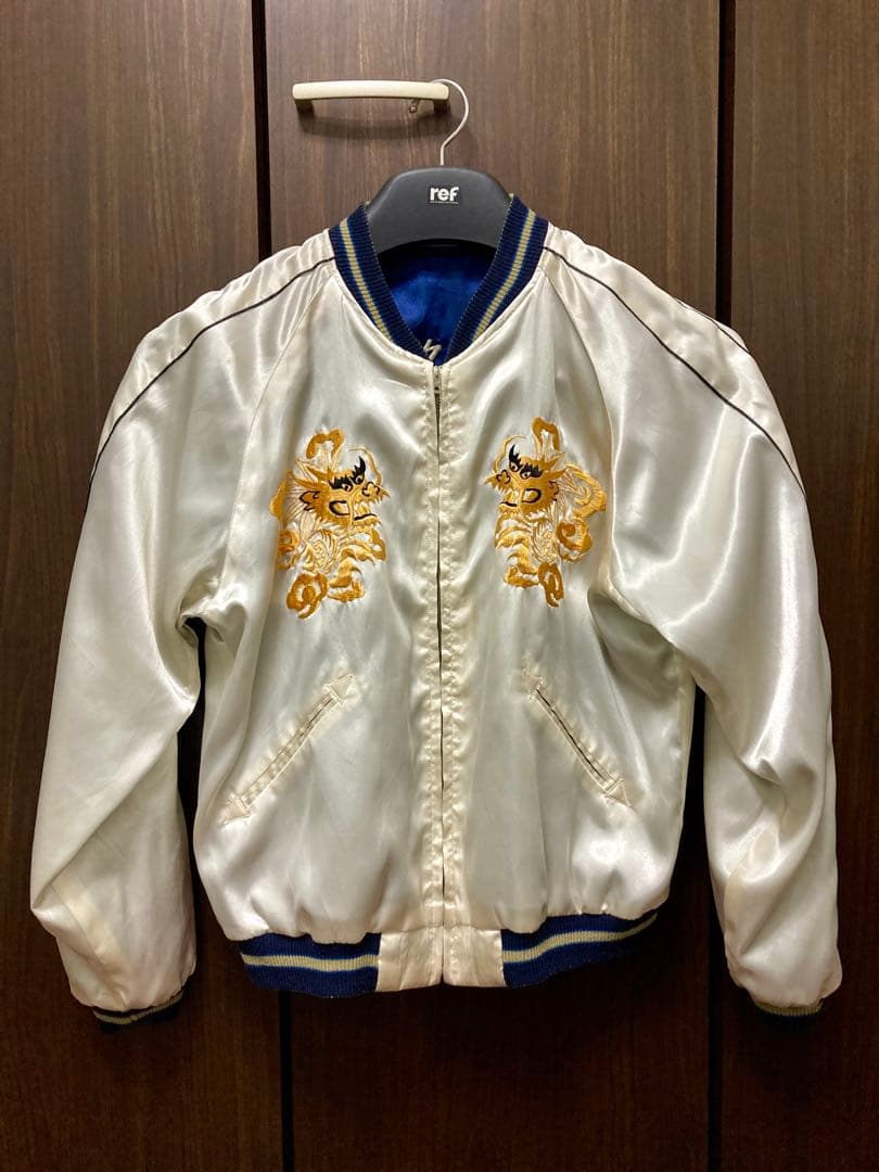 スカジャン 骸骨刺繍 ネイビー