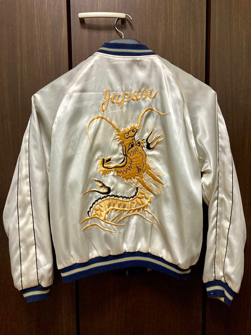 スカジャン 骸骨刺繍 ネイビー